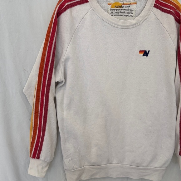 Aviator Nation Sweatshirt sz small white with stripes - Picture 5 of 7